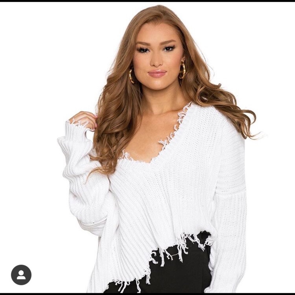 Raw Hem Destructed Sweater
